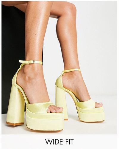 Glamorous Platform Heeled Sandals - Yellow