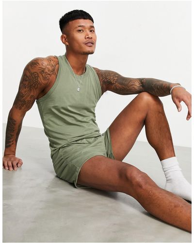 ASOS – pyjama-set mit lounge-trägertop und boxershorts - Grün