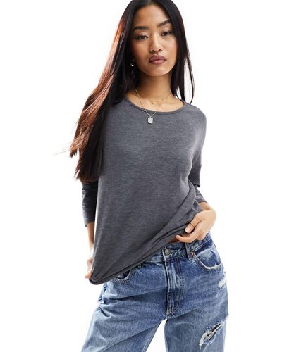 ONLY Wide Neck 3/4 Sleeve Top - Blue