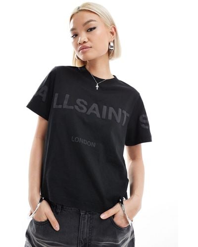 AllSaints Lisa biggy Tonal Logo Oversized T-shirt - Black