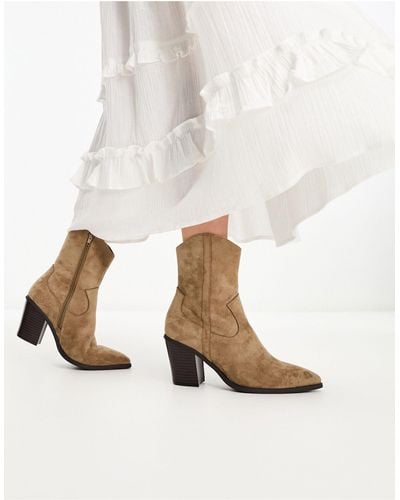 ASOS Rational Heeled Western Boots - White