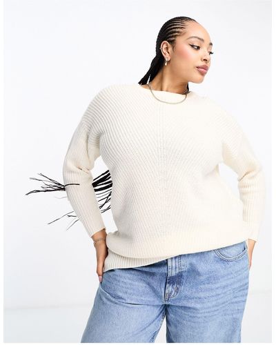 Yours Oversized Crew Neck Jumper - White