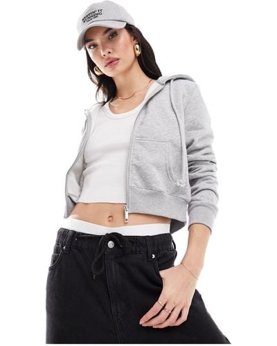 Cotton On Cotton On Cropped Fitted Zip Up Hoodie - White