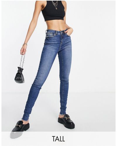 Vero Moda Jeans skinny scuro con fondo grezzo - Blu