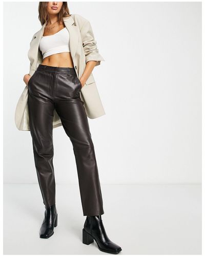 SELECTED Femme - pantalon en cuir haut - Blanc