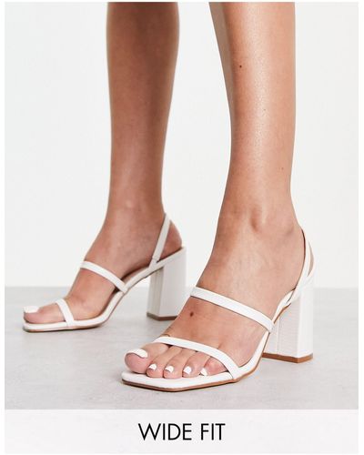 Raid Wide Fit Libra - sandali con tacco largo bianchi effetto lucertola - Rosa