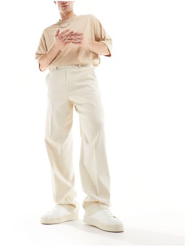ASOS Pantaloni a fondo ampio color sabbia - Bianco