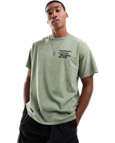 New Look T-shirt kaki scuro con scritta copenhagen - Verde