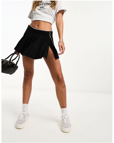 Bershka Pleated Tailored Mini Skirt - Black