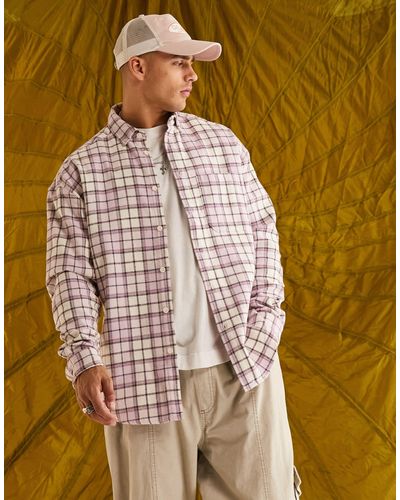 ASOS – kariertes oversize-hemd im stil der 90er aus gebürstetem flanell - Lila