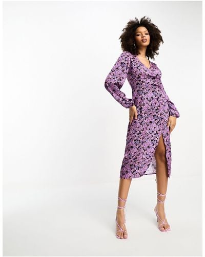 Y.A.S Long Sleeve Midi Dress - Purple