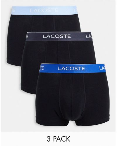 Lacoste 3 Pack Trunks Contrast Waistband - Black