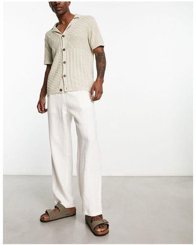 Weekday Seth - pantalon en lin - cassé - Blanc