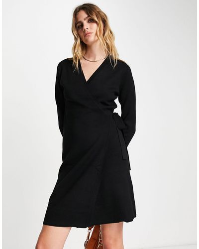 Y.A.S Gebreide Mini-jurk Met Overslag - Zwart