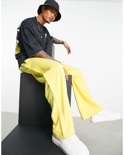 ASOS Straight Leg sweatpants With Poppers - Yellow