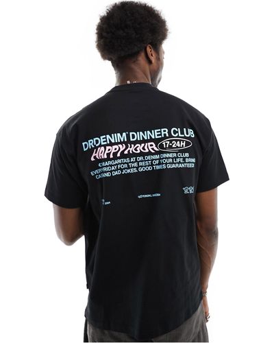 Dr. Denim Trooper - t-shirt décontracté à imprimé happy hour au dos - Noir