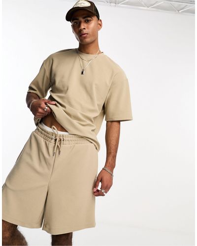 ADPT Loose Fit Towelling Shorts Co-ord - Natural