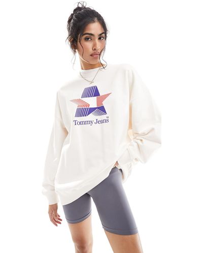 Tommy Hilfiger – oversize-sweatshirt im retrostil - Weiß