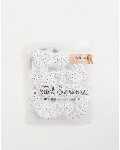 Kitsch Microfiber Towel Scrunchies - Micro Dot-no Colour - White
