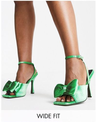 ASOS Walker - sandali a pianta larga verdi con tacco e fiocco - Verde