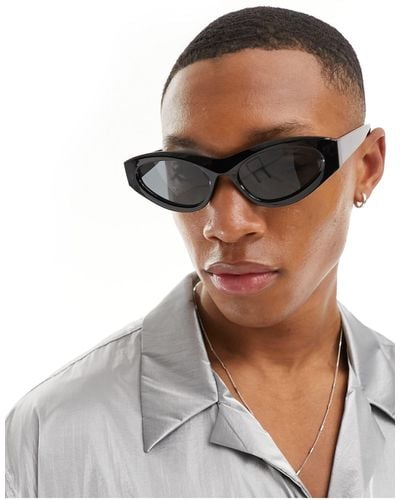 ASOS Cat Eye Racer Sunglasses With Bevelled Frames - Black