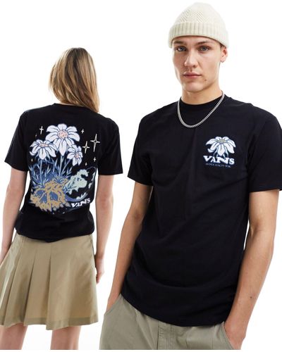 Vans What's inside - t-shirt nera con stampa floreale sulla schiena - Nero