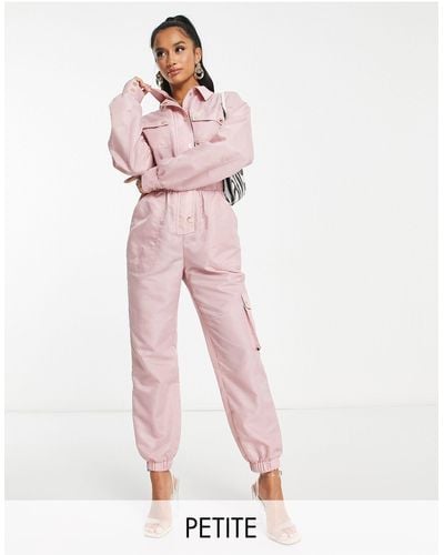 Miss Selfridge Petite – taillierter jumpsuit aus nylon - Pink