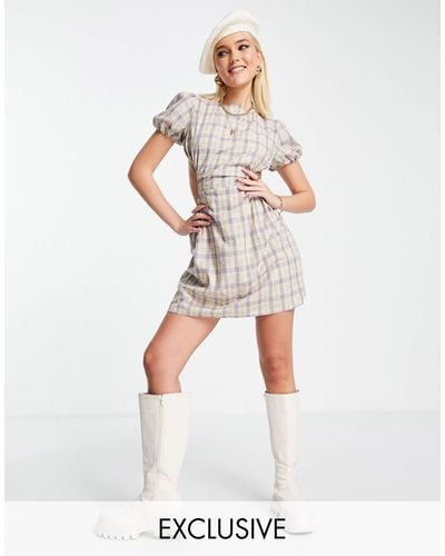 Bailey Rose Puff Sleeve Mini Tea Dress With Cut Out Detail - White
