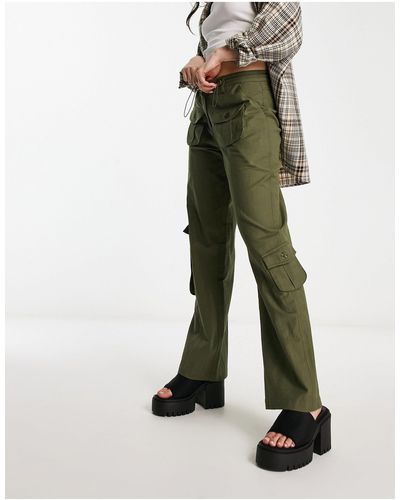 Reclaimed (vintage) Linen Cargo Trousers - Green