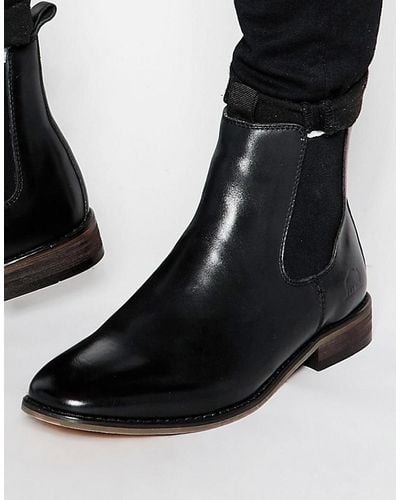 Bellfield Clothing Leather Chelsea Boots - Black
