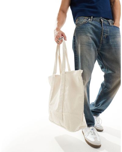 ASOS Tote bag oversize en toile - écru - Bleu