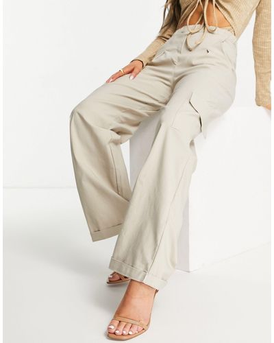 I Saw It First Utility Wide Leg Cargo Pants - Natural