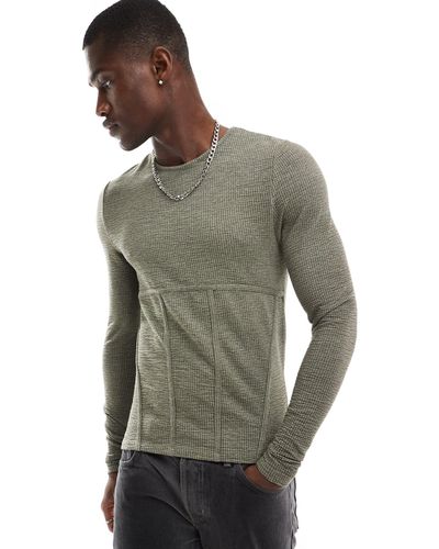 ASOS Muscle Fit Long Sleeve T-shirt - Grey