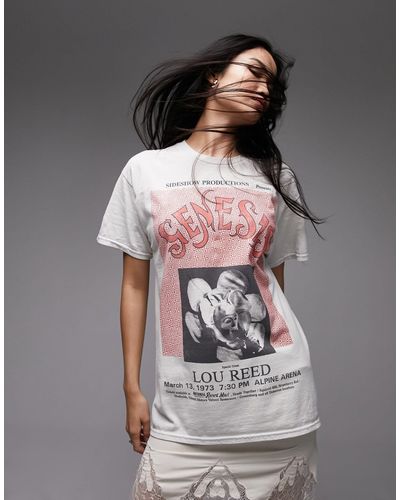 TOPSHOP T-shirt oversize avec imprimé genesis sous licence - écru - Gris