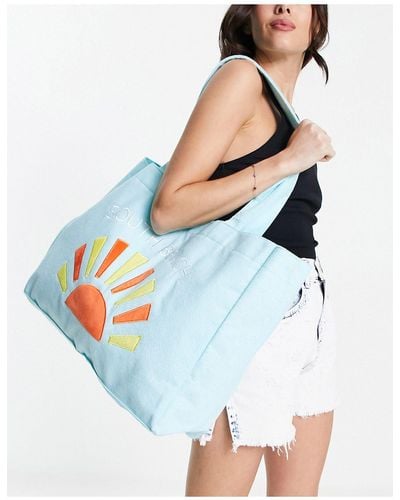 South Beach Towelling Embroidered Beach Tote Bag - White