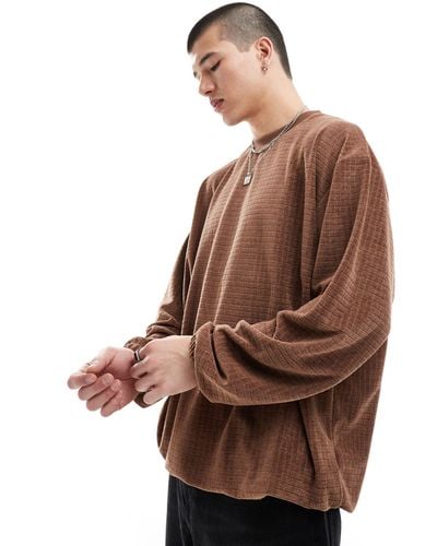 ASOS Oversized Textured Sweatshirt - Brown