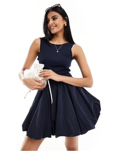 Stradivarius – kurzes ballonkleid - Blau