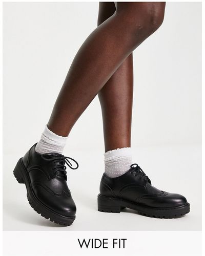 Schuh Wide Fit Limor Up Brogues - Black