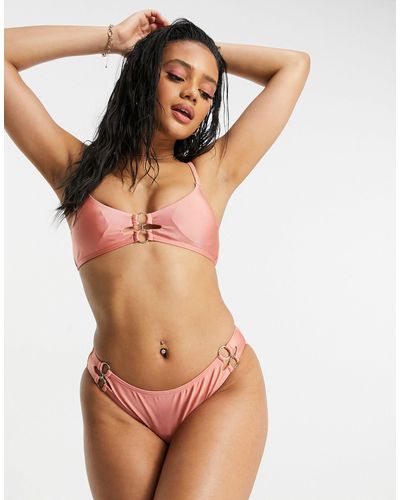 New Look Double Circle Hipster Bikini Bottoms - Pink