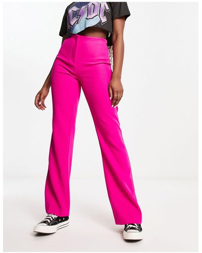 ONLY Pantalon d'ensemble évasé à taille haute - vif - Rose