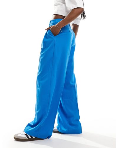 Monki High Waist Tailored Trousers - Blue