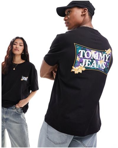 Tommy Hilfiger Unisex Regular Flower Power T-shirt - Black
