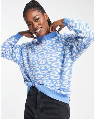 In The Style Exclusive Knitted High Neck Jumper - Blue