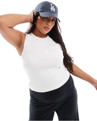 ASOS 4505 Curve Icon 90s Ribbed Cotton Training Racer Tank Top - White