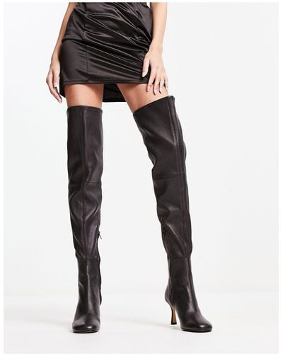 & Other Stories Over The Knee Leather Boots - Black