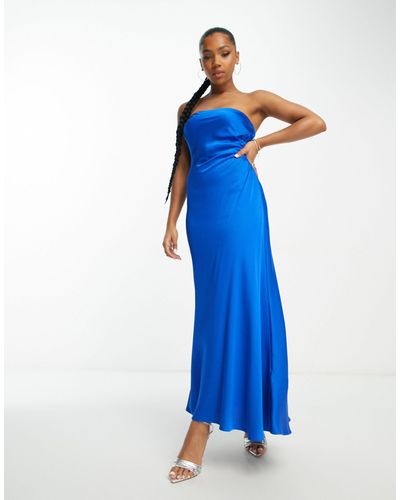 Forever New Strapless Column Maxi Dress - Blue
