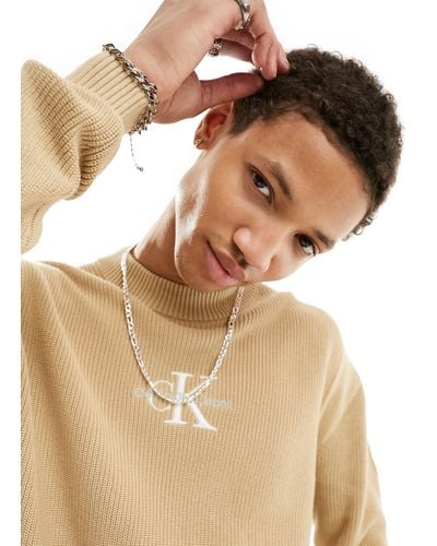 Calvin Klein – pullover mit monogramm-logo - Braun