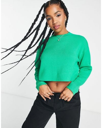 Bershka Oversized Trui Met Ronde Hals - Groen