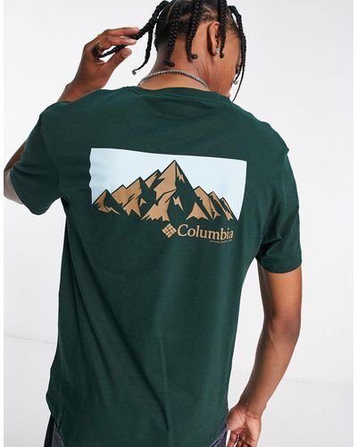 Columbia Camiseta abeto con estampado gráfico en la espalda peak exclusiva en asos - Verde