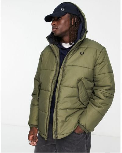 Fred Perry Short Quilted Padded Jacket - Green